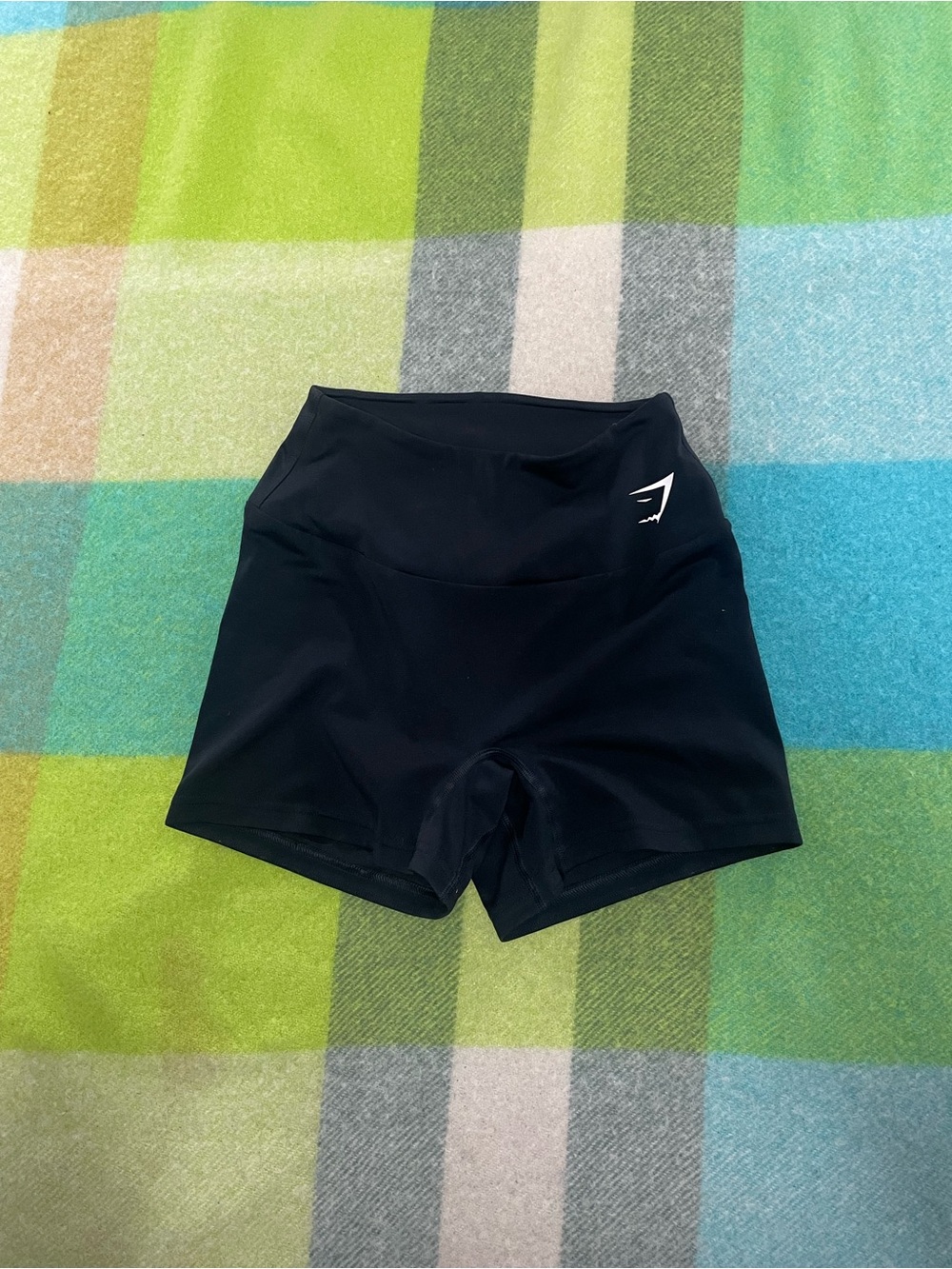 Gymshark Black High-Waist Bike Shorts with White Logo